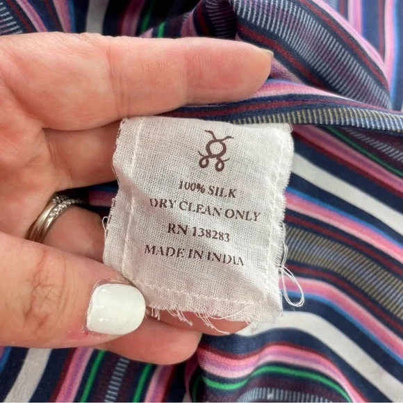 {Figue} Maya Silk Striped Cold/Off Shoulder Midi Dress, Size XS - Picture 10 of 10